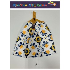 Crochet Top Hand Towel / Tea Towel - Yellow and Blue Mosaics A Crochet Top Hand Towel / Tea Towel - Yellow and Blue Mosaics A